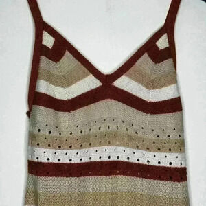 Crochet bohemian hippie brown striped neutrals knit dress